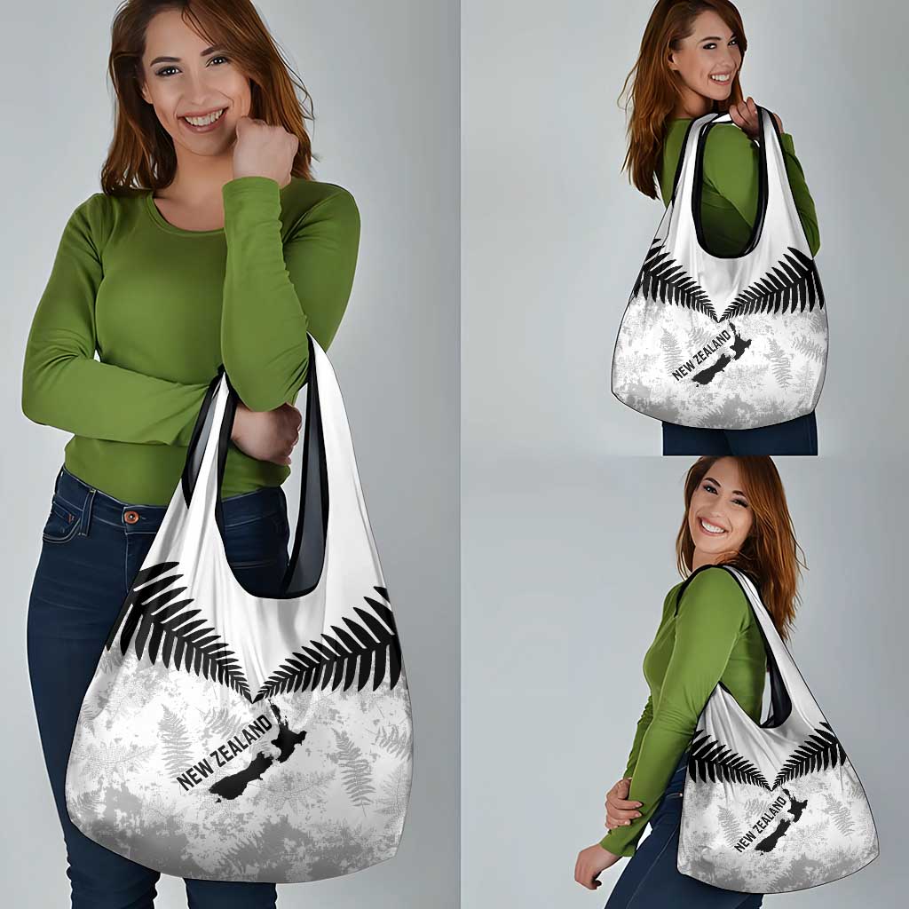 Custom New Zealand Silver Fern Football Grocery Bag Go Aotearoa Grunge White - Aussie Hoodie