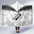Custom New Zealand Silver Fern Football Hooded Blanket Go Aotearoa Grunge White - Aussie Hoodie