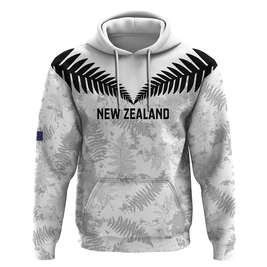 Custom New Zealand Silver Fern Football Hoodie Go Aotearoa Grunge White - Aussie Hoodie