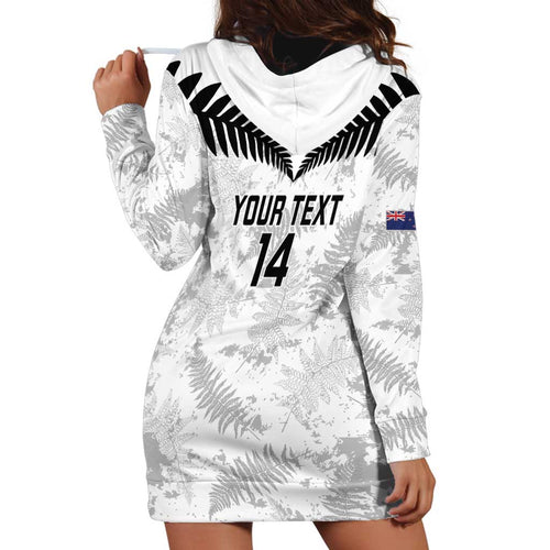 Custom New Zealand Silver Fern Football Hoodie Dress Go Aotearoa Grunge White - Aussie Hoodie