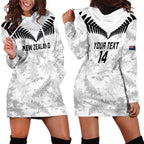 Custom New Zealand Silver Fern Football Hoodie Dress Go Aotearoa Grunge White - Aussie Hoodie