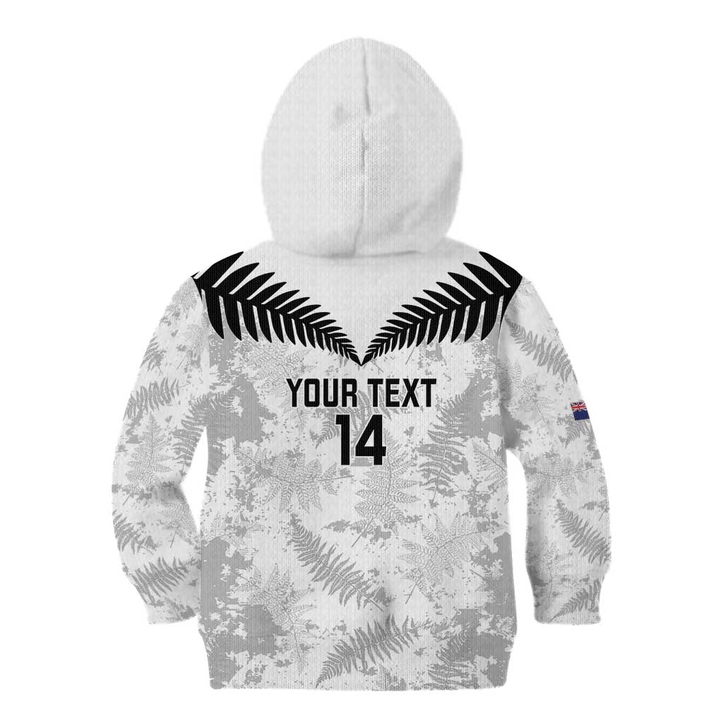 Custom New Zealand Silver Fern Football Kid Hoodie Go Aotearoa Grunge White - Aussie Hoodie