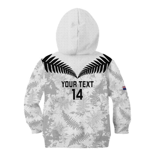 Custom New Zealand Silver Fern Football Kid Hoodie Go Aotearoa Grunge White - Aussie Hoodie