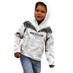 Custom New Zealand Silver Fern Football Kid Hoodie Go Aotearoa Grunge White - Aussie Hoodie