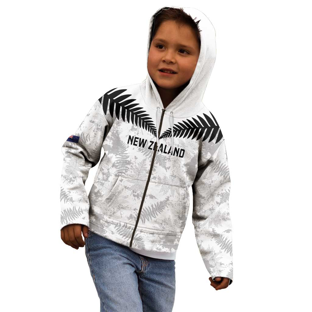 Custom New Zealand Silver Fern Football Kid Hoodie Go Aotearoa Grunge White - Aussie Hoodie