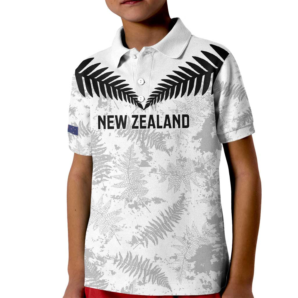 Custom New Zealand Silver Fern Football Kid Polo Shirt Go Aotearoa Grunge White - Aussie Hoodie