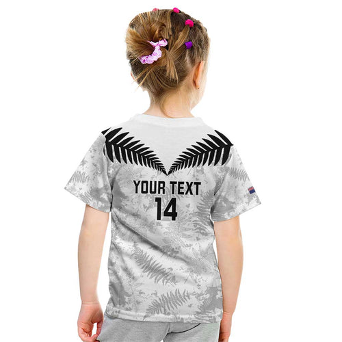 Custom New Zealand Silver Fern Football Kid T Shirt Go Aotearoa Grunge White - Aussie Hoodie