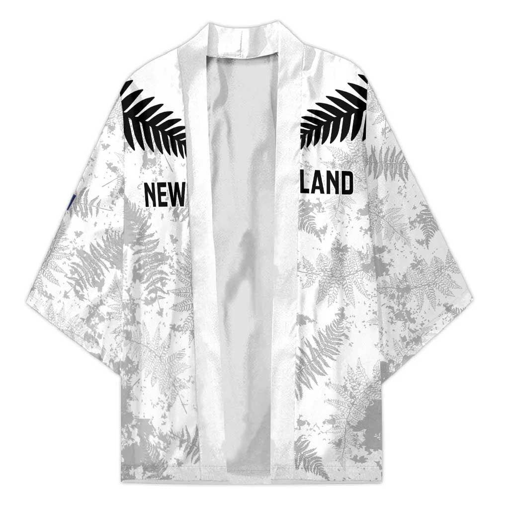 Custom New Zealand Silver Fern Football Kimono Go Aotearoa Grunge White - Aussie Hoodie
