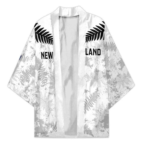 Custom New Zealand Silver Fern Football Kimono Go Aotearoa Grunge White - Aussie Hoodie