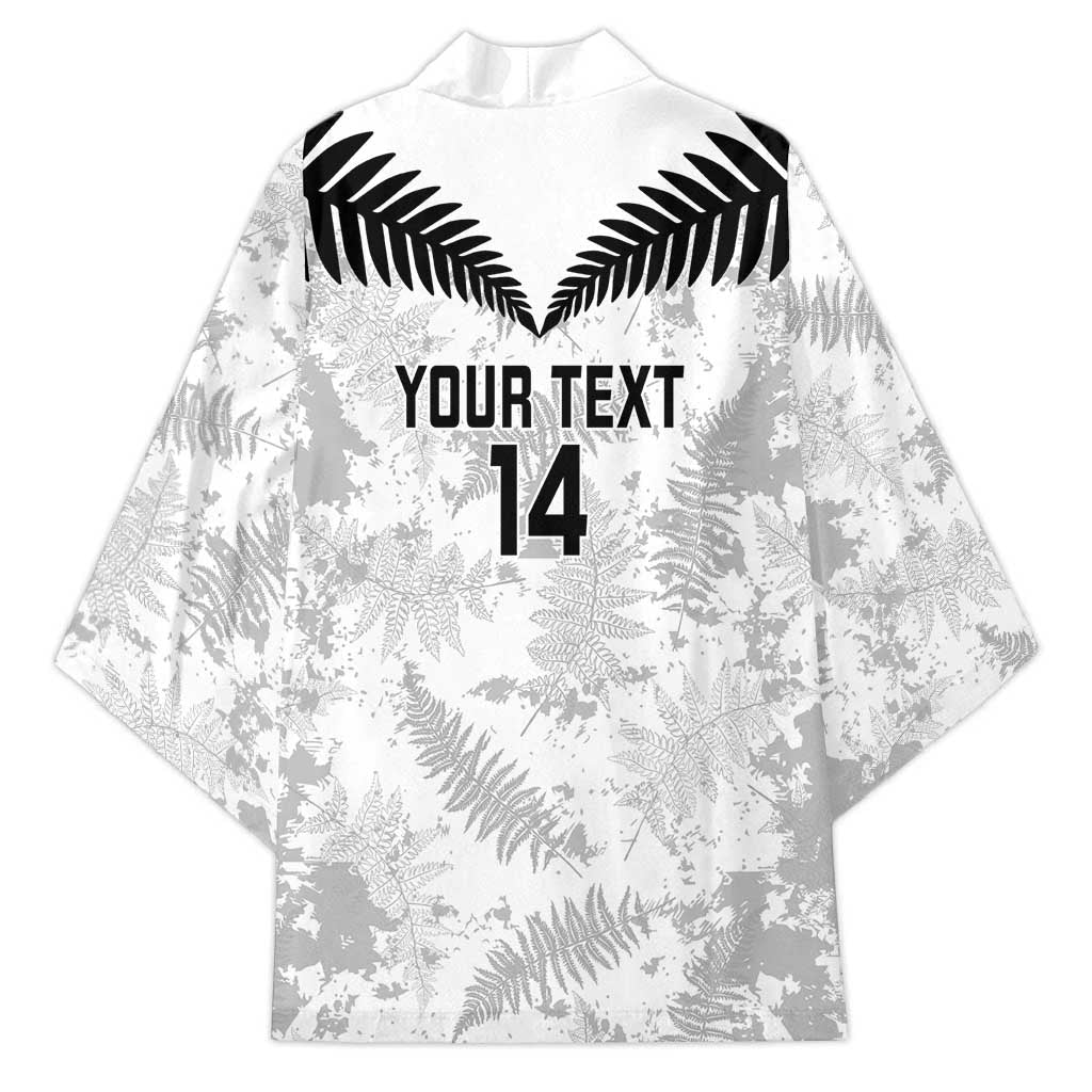 Custom New Zealand Silver Fern Football Kimono Go Aotearoa Grunge White - Aussie Hoodie