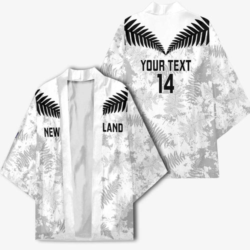 Custom New Zealand Silver Fern Football Kimono Go Aotearoa Grunge White - Aussie Hoodie