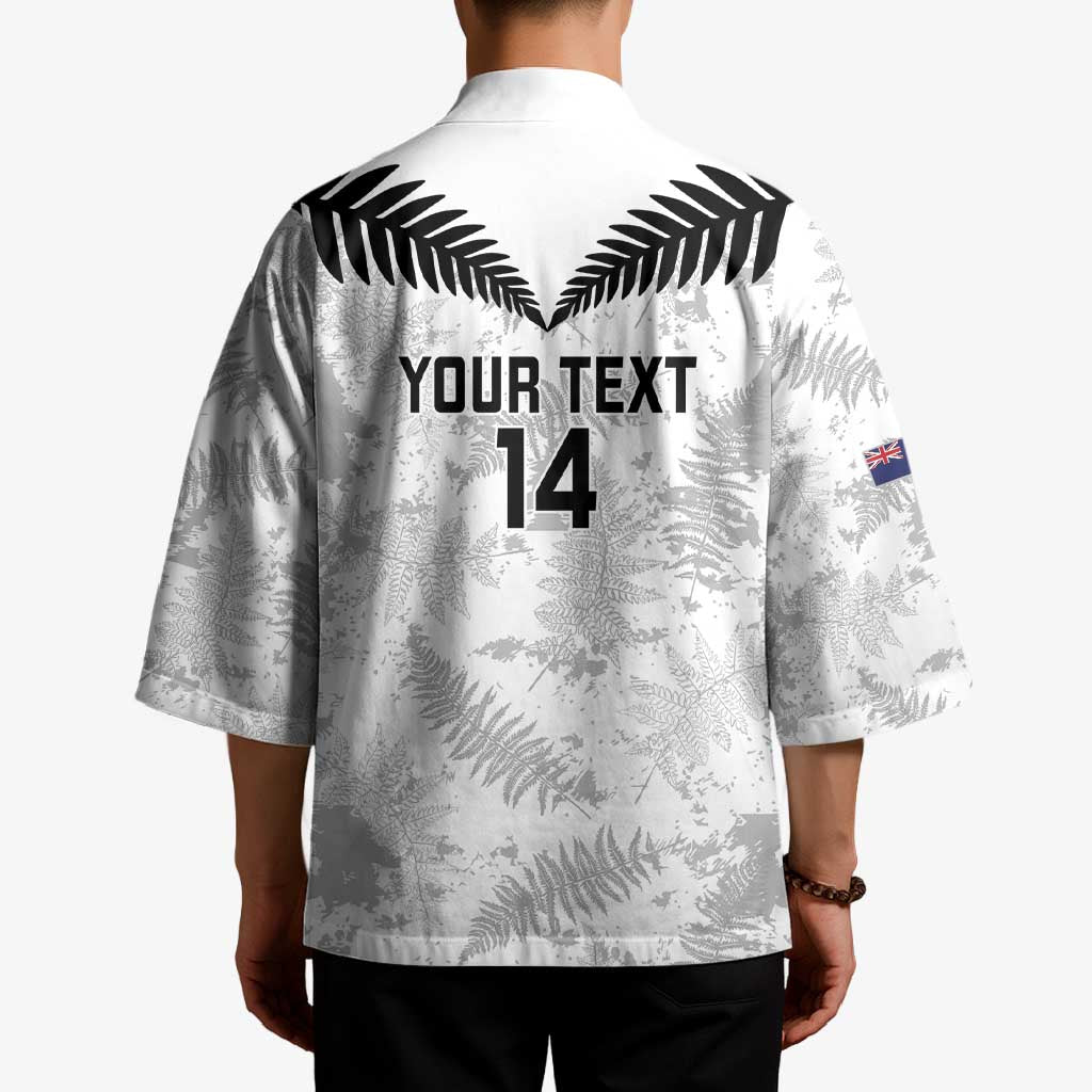 Custom New Zealand Silver Fern Football Kimono Go Aotearoa Grunge White - Aussie Hoodie