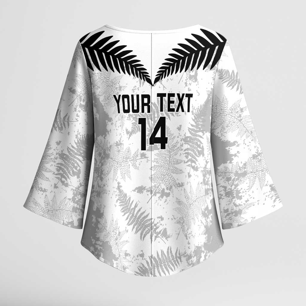 Custom New Zealand Silver Fern Football Kimono Sleeve Blouse Go Aotearoa Grunge White - Aussie Hoodie