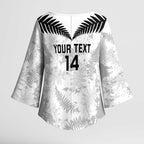 Custom New Zealand Silver Fern Football Kimono Sleeve Blouse Go Aotearoa Grunge White - Aussie Hoodie