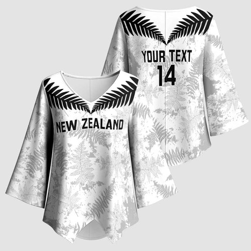 Custom New Zealand Silver Fern Football Kimono Sleeve Blouse Go Aotearoa Grunge White - Aussie Hoodie