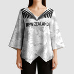 Custom New Zealand Silver Fern Football Kimono Sleeve Blouse Go Aotearoa Grunge White - Aussie Hoodie