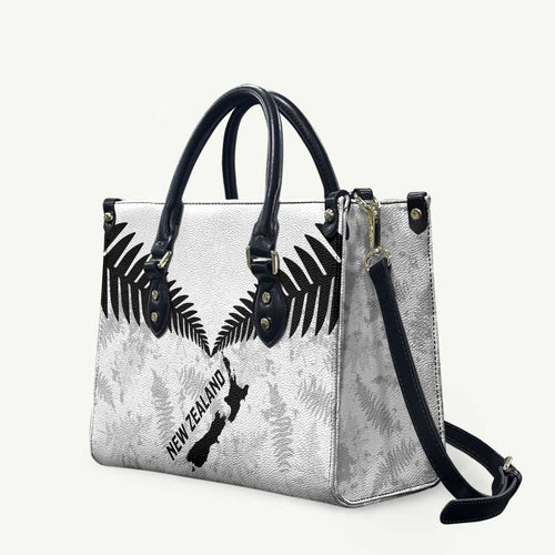Custom New Zealand Silver Fern Football Leather Bag Go Aotearoa Grunge White - Aussie Hoodie