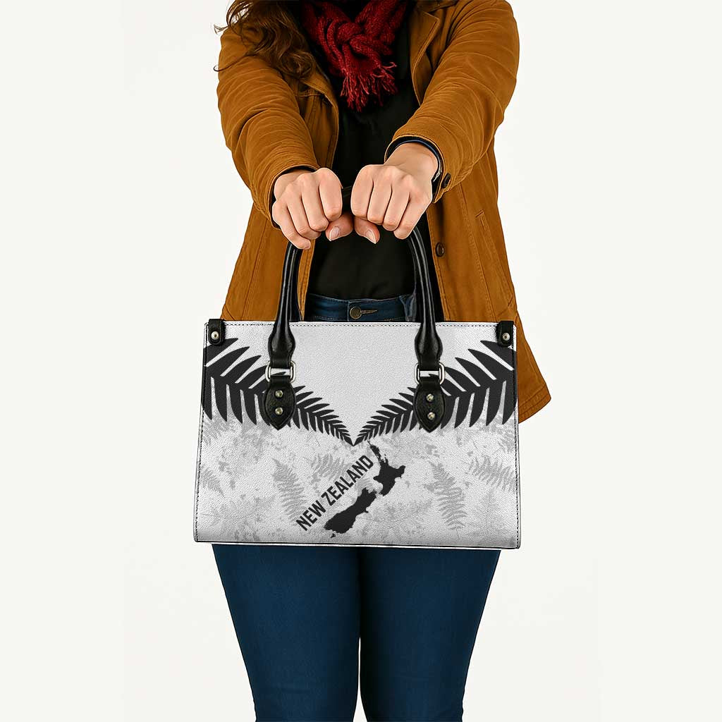 Custom New Zealand Silver Fern Football Leather Bag Go Aotearoa Grunge White - Aussie Hoodie