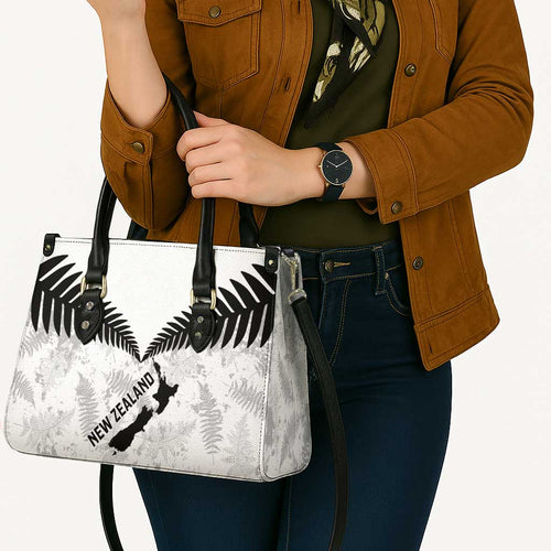 Custom New Zealand Silver Fern Football Leather Bag Go Aotearoa Grunge White - Aussie Hoodie