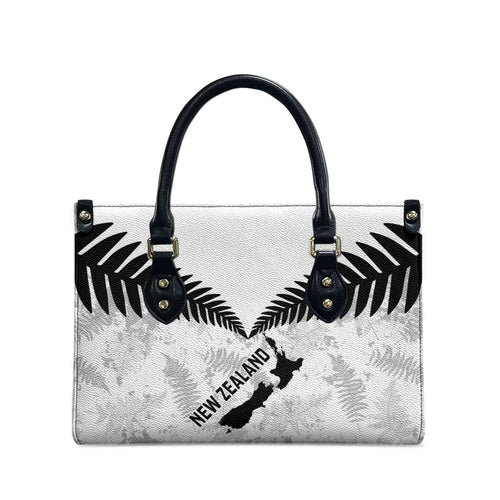 Custom New Zealand Silver Fern Football Leather Bag Go Aotearoa Grunge White - Aussie Hoodie