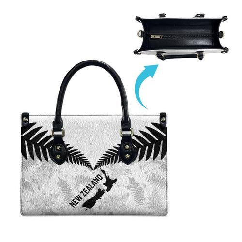 Custom New Zealand Silver Fern Football Leather Bag Go Aotearoa Grunge White - Aussie Hoodie