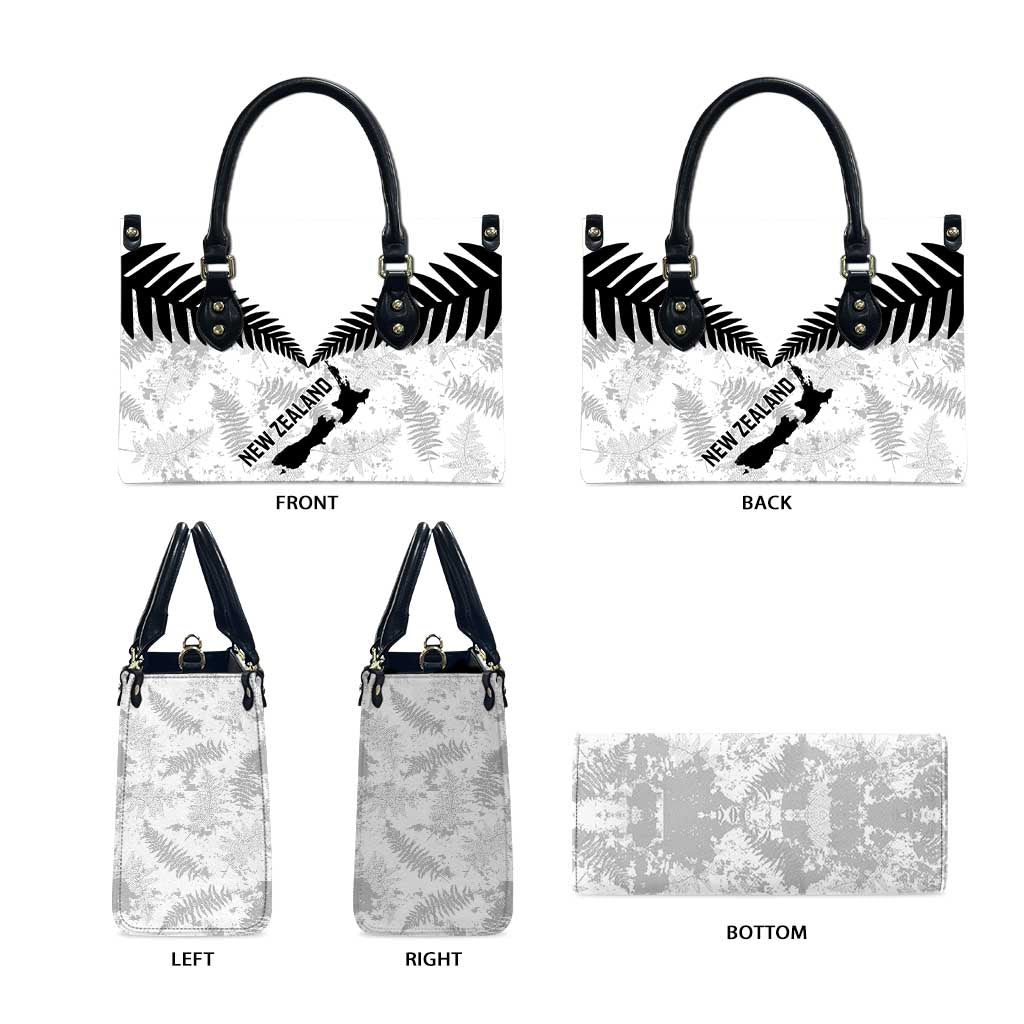 Custom New Zealand Silver Fern Football Leather Bag Go Aotearoa Grunge White - Aussie Hoodie