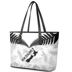 Custom New Zealand Silver Fern Football Leather Tote Bag Go Aotearoa Grunge White - Aussie Hoodie