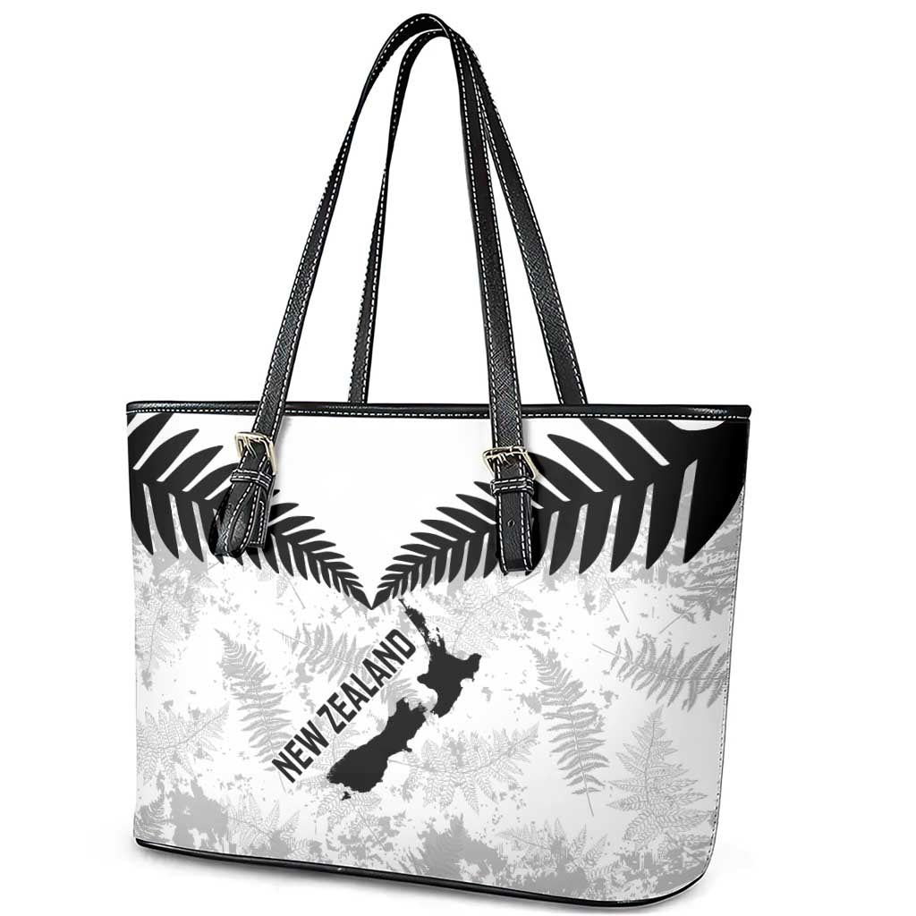 Custom New Zealand Silver Fern Football Leather Tote Bag Go Aotearoa Grunge White - Aussie Hoodie