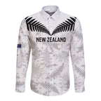Custom New Zealand Silver Fern Football Long Sleeve Button Shirt Go Aotearoa Grunge White - Aussie Hoodie