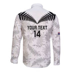 Custom New Zealand Silver Fern Football Long Sleeve Button Shirt Go Aotearoa Grunge White - Aussie Hoodie
