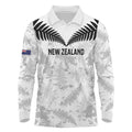 Custom New Zealand Silver Fern Football Long Sleeve Polo Shirt Go Aotearoa Grunge White - Aussie Hoodie