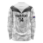 Custom New Zealand Silver Fern Football Long Sleeve Shirt Go Aotearoa Grunge White - Aussie Hoodie