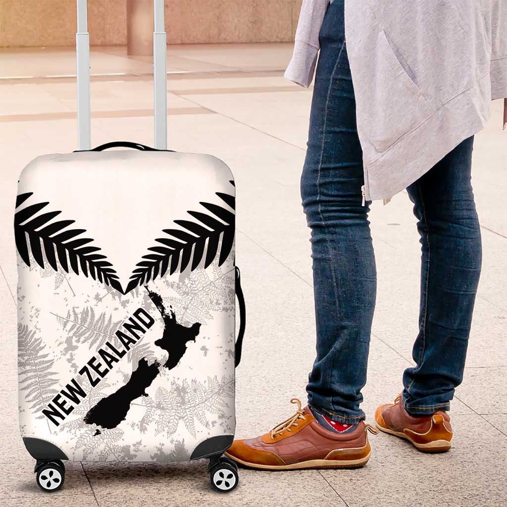 Custom New Zealand Silver Fern Football Luggage Cover Go Aotearoa Grunge White - Aussie Hoodie