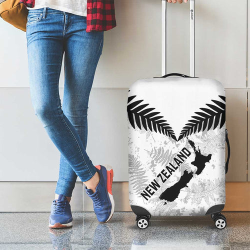 Custom New Zealand Silver Fern Football Luggage Cover Go Aotearoa Grunge White - Aussie Hoodie