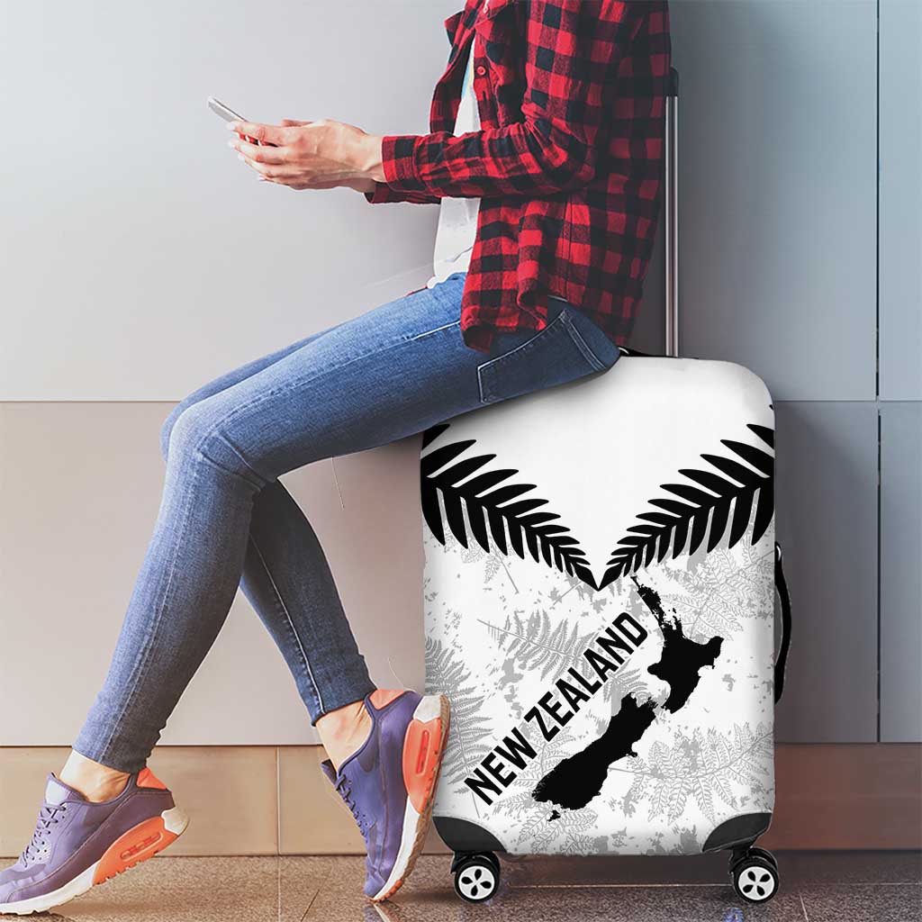 Custom New Zealand Silver Fern Football Luggage Cover Go Aotearoa Grunge White - Aussie Hoodie