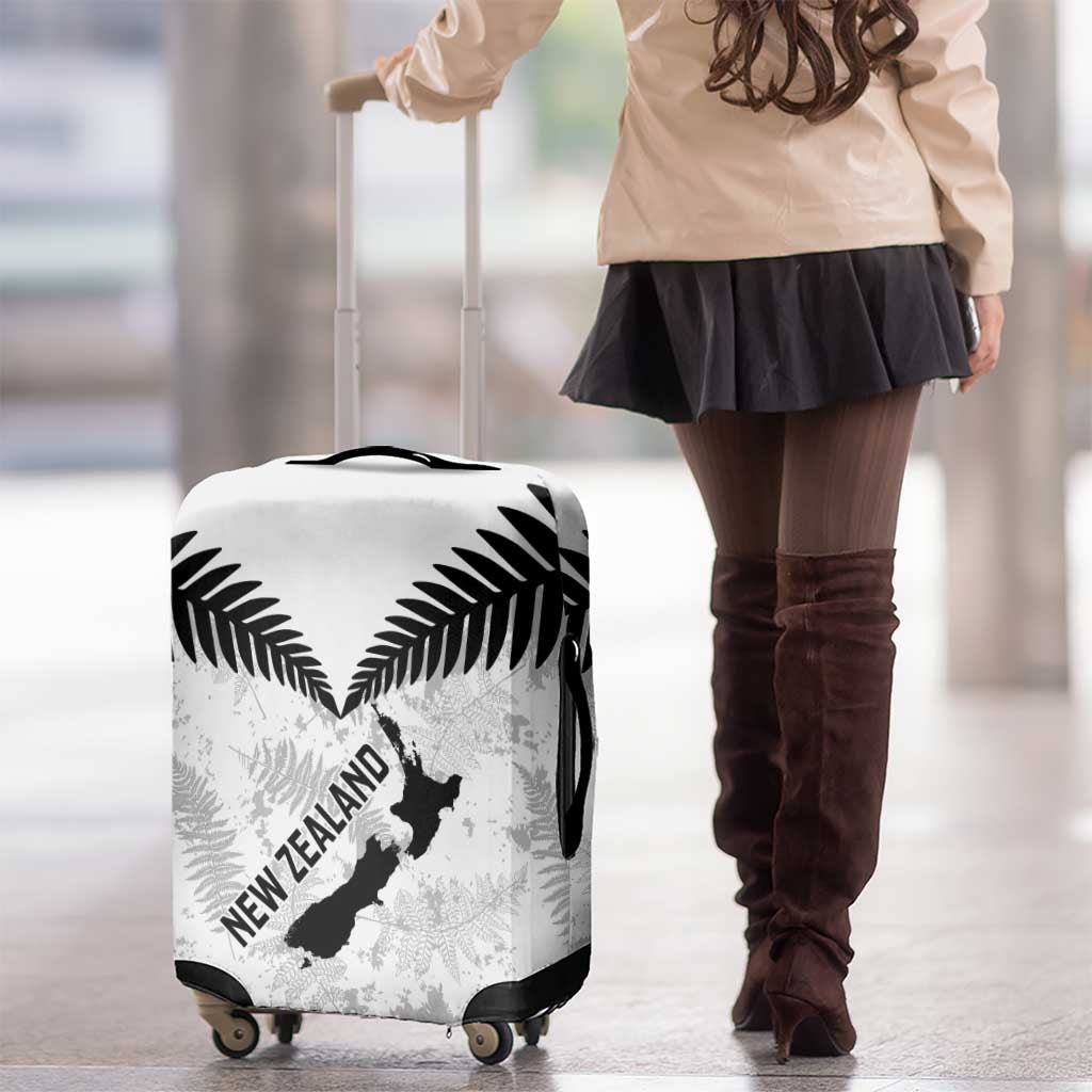 Custom New Zealand Silver Fern Football Luggage Cover Go Aotearoa Grunge White - Aussie Hoodie