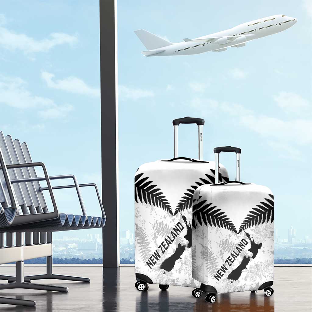 Custom New Zealand Silver Fern Football Luggage Cover Go Aotearoa Grunge White - Aussie Hoodie