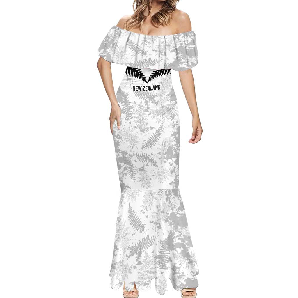 Custom New Zealand Silver Fern Football Mermaid Dress Go Aotearoa Grunge White - Aussie Hoodie