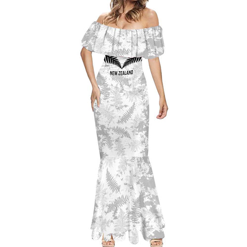 Custom New Zealand Silver Fern Football Mermaid Dress Go Aotearoa Grunge White - Aussie Hoodie
