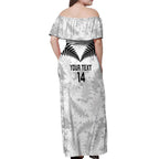 Custom New Zealand Silver Fern Football Off Shoulder Maxi Dress Go Aotearoa Grunge White - Aussie Hoodie