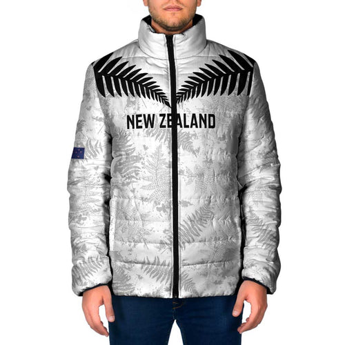 Custom New Zealand Silver Fern Football Padded Jacket Go Aotearoa Grunge White - Aussie Hoodie