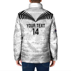 Custom New Zealand Silver Fern Football Padded Jacket Go Aotearoa Grunge White - Aussie Hoodie