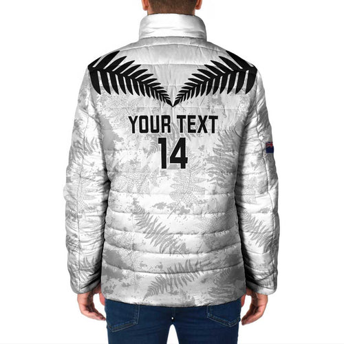 Custom New Zealand Silver Fern Football Padded Jacket Go Aotearoa Grunge White - Aussie Hoodie