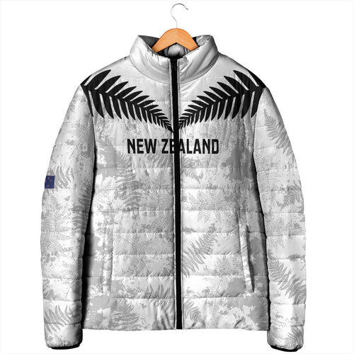 Custom New Zealand Silver Fern Football Padded Jacket Go Aotearoa Grunge White - Aussie Hoodie