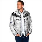 Custom New Zealand Silver Fern Football Padded Jacket Go Aotearoa Grunge White - Aussie Hoodie