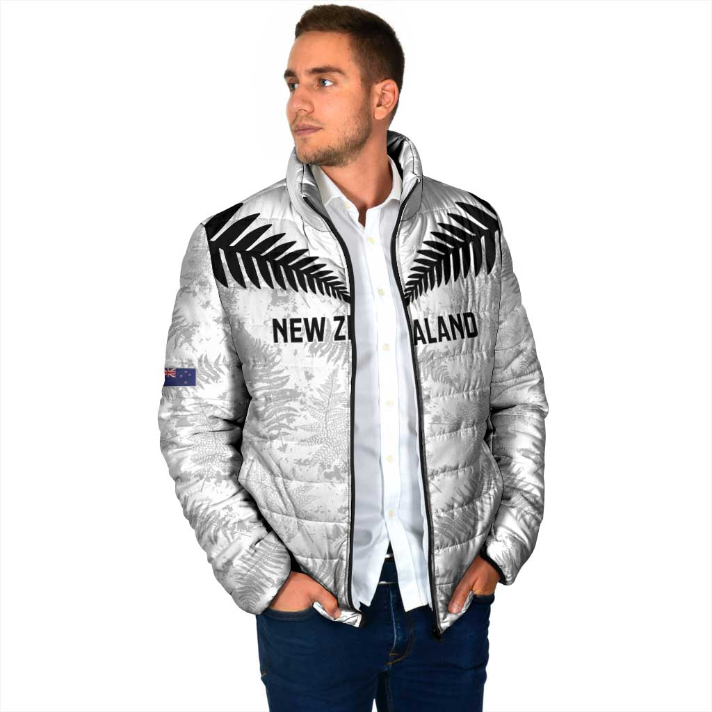 Custom New Zealand Silver Fern Football Padded Jacket Go Aotearoa Grunge White - Aussie Hoodie