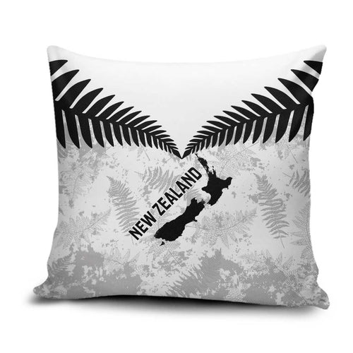 Custom New Zealand Silver Fern Football Pillow Cover Go Aotearoa Grunge White - Aussie Hoodie