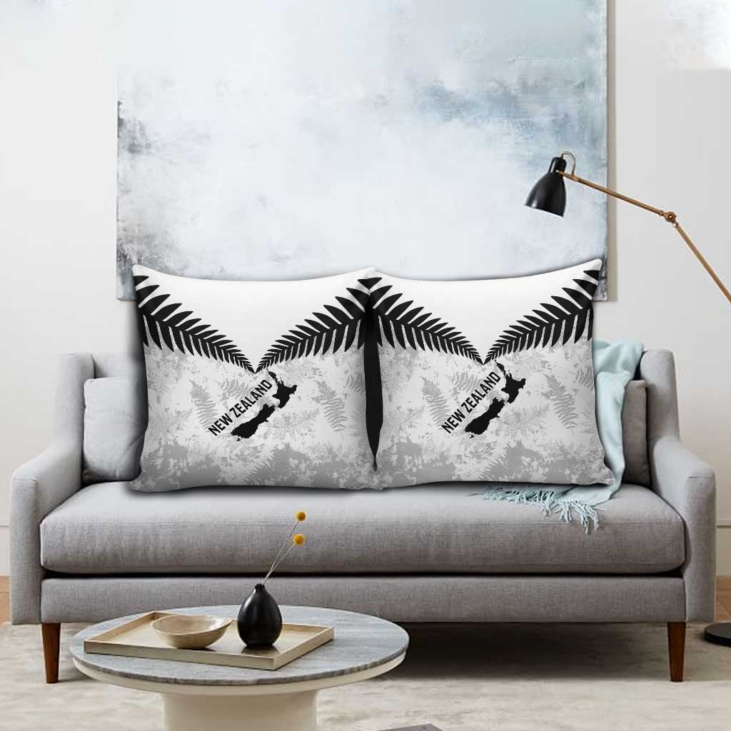 Custom New Zealand Silver Fern Football Pillow Cover Go Aotearoa Grunge White - Aussie Hoodie