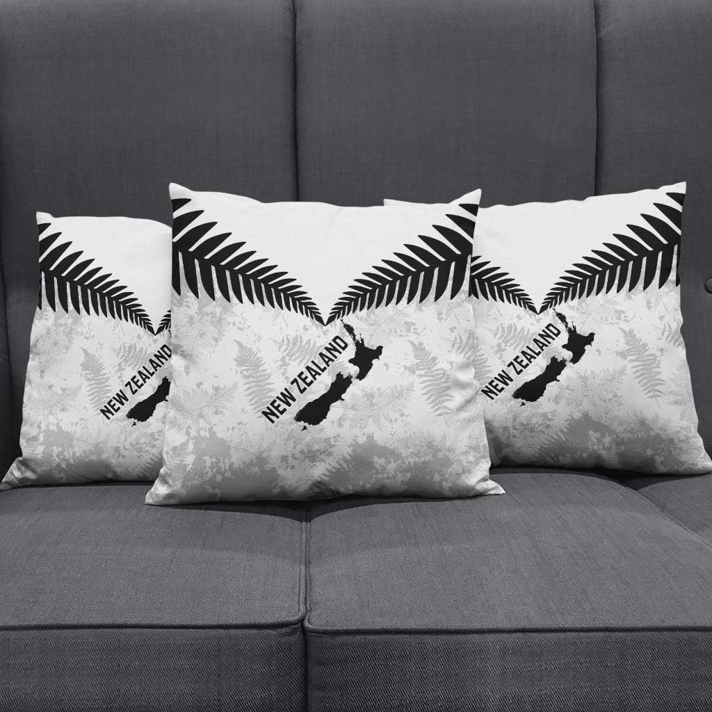 Custom New Zealand Silver Fern Football Pillow Cover Go Aotearoa Grunge White - Aussie Hoodie