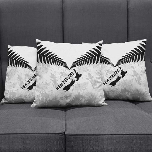 Custom New Zealand Silver Fern Football Pillow Cover Go Aotearoa Grunge White - Aussie Hoodie
